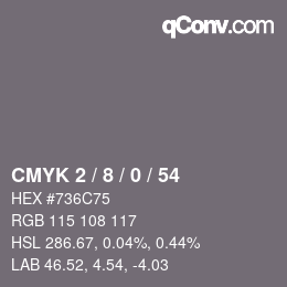 Color code: CMYK 2 / 8 / 0 / 54 | qconv.com