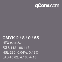 Color code: CMYK 2 / 8 / 0 / 55 | qconv.com