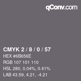 カラーコード: CMYK 2 / 8 / 0 / 57 | qconv.com