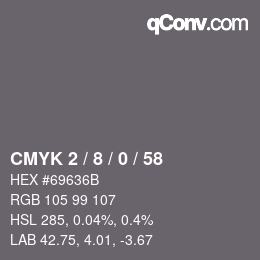 Color code: CMYK 2 / 8 / 0 / 58 | qconv.com