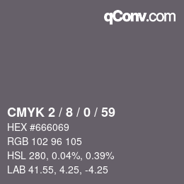 Color code: CMYK 2 / 8 / 0 / 59 | qconv.com