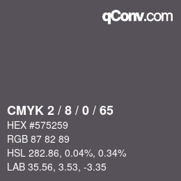 Color code: CMYK 2 / 8 / 0 / 65 | qconv.com