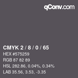 Color code: CMYK 2 / 8 / 0 / 65 | qconv.com