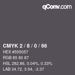 カラーコード: CMYK 2 / 8 / 0 / 66 | qconv.com