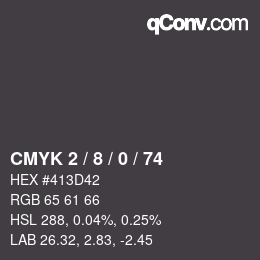 カラーコード: CMYK 2 / 8 / 0 / 74 | qconv.com