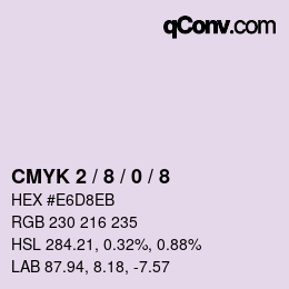 カラーコード: CMYK 2 / 8 / 0 / 8 | qconv.com