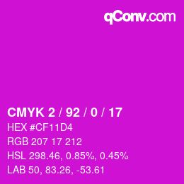 カラーコード: CMYK 2 / 92 / 0 / 17 | qconv.com