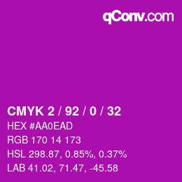 カラーコード: CMYK 2 / 92 / 0 / 32 | qconv.com