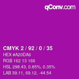 カラーコード: CMYK 2 / 92 / 0 / 35 | qconv.com