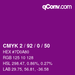 颜色代码: CMYK 2 / 92 / 0 / 50 | qconv.com