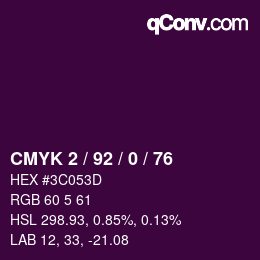 颜色代码: CMYK 2 / 92 / 0 / 76 | qconv.com