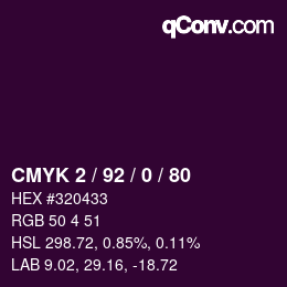 颜色代码: CMYK 2 / 92 / 0 / 80 | qconv.com