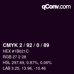 カラーコード: CMYK 2 / 92 / 0 / 89 | qconv.com
