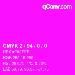 カラーコード: CMYK 2 / 94 / 0 / 0 | qconv.com