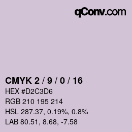 カラーコード: CMYK 2 / 9 / 0 / 16 | qconv.com