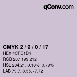 カラーコード: CMYK 2 / 9 / 0 / 17 | qconv.com