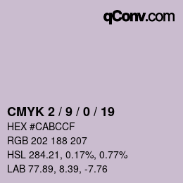 Color code: CMYK 2 / 9 / 0 / 19 | qconv.com