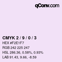 Color code: CMYK 2 / 9 / 0 / 3 | qconv.com