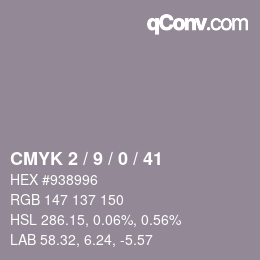 Color code: CMYK 2 / 9 / 0 / 41 | qconv.com