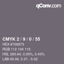 Color code: CMYK 2 / 9 / 0 / 55 | qconv.com