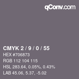 カラーコード: CMYK 2 / 9 / 0 / 55 | qconv.com