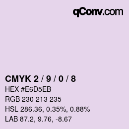 カラーコード: CMYK 2 / 9 / 0 / 8 | qconv.com