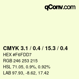 Color code: CMYK 3.1 / 0.4 / 15.3 / 0.4 | qconv.com