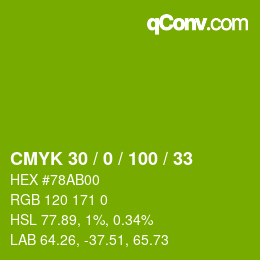 Color code: CMYK 30 / 0 / 100 / 33 | qconv.com