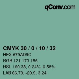 Color code: CMYK 30 / 0 / 10 / 32 | qconv.com