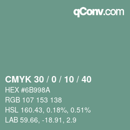 颜色代码: CMYK 30 / 0 / 10 / 40 | qconv.com