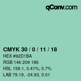 カラーコード: CMYK 30 / 0 / 11 / 18 | qconv.com