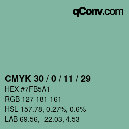 カラーコード: CMYK 30 / 0 / 11 / 29 | qconv.com