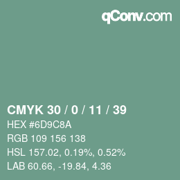 Farbcode: CMYK 30 / 0 / 11 / 39 | qconv.com