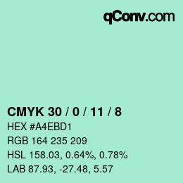 カラーコード: CMYK 30 / 0 / 11 / 8 | qconv.com