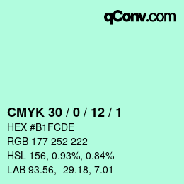 Farbcode: CMYK 30 / 0 / 12 / 1 | qconv.com
