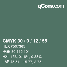 颜色代码: CMYK 30 / 0 / 12 / 55 | qconv.com