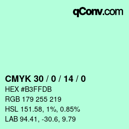 カラーコード: CMYK 30 / 0 / 14 / 0 | qconv.com