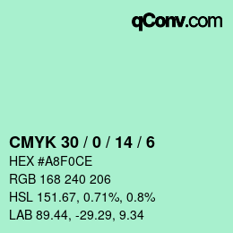 カラーコード: CMYK 30 / 0 / 14 / 6 | qconv.com