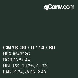 カラーコード: CMYK 30 / 0 / 14 / 80 | qconv.com