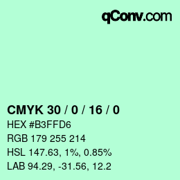 カラーコード: CMYK 30 / 0 / 16 / 0 | qconv.com