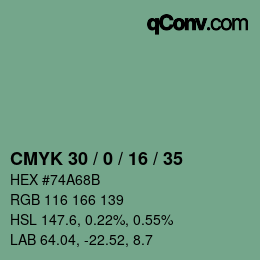 Color code: CMYK 30 / 0 / 16 / 35 | qconv.com