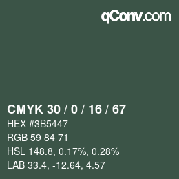 カラーコード: CMYK 30 / 0 / 16 / 67 | qconv.com