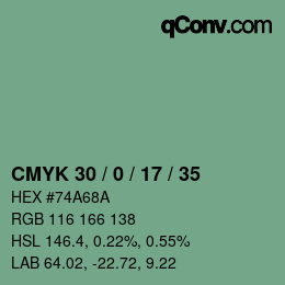 Farbcode: CMYK 30 / 0 / 17 / 35 | qconv.com