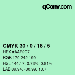 カラーコード: CMYK 30 / 0 / 18 / 5 | qconv.com