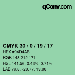 カラーコード: CMYK 30 / 0 / 19 / 17 | qconv.com