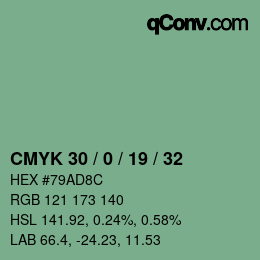 Código de color: CMYK 30 / 0 / 19 / 32 | qconv.com