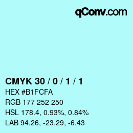 颜色代码: CMYK 30 / 0 / 1 / 1 | qconv.com