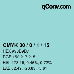 カラーコード: CMYK 30 / 0 / 1 / 15 | qconv.com