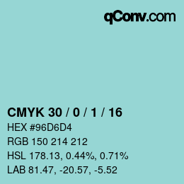 颜色代码: CMYK 30 / 0 / 1 / 16 | qconv.com