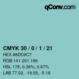 カラーコード: CMYK 30 / 0 / 1 / 21 | qconv.com